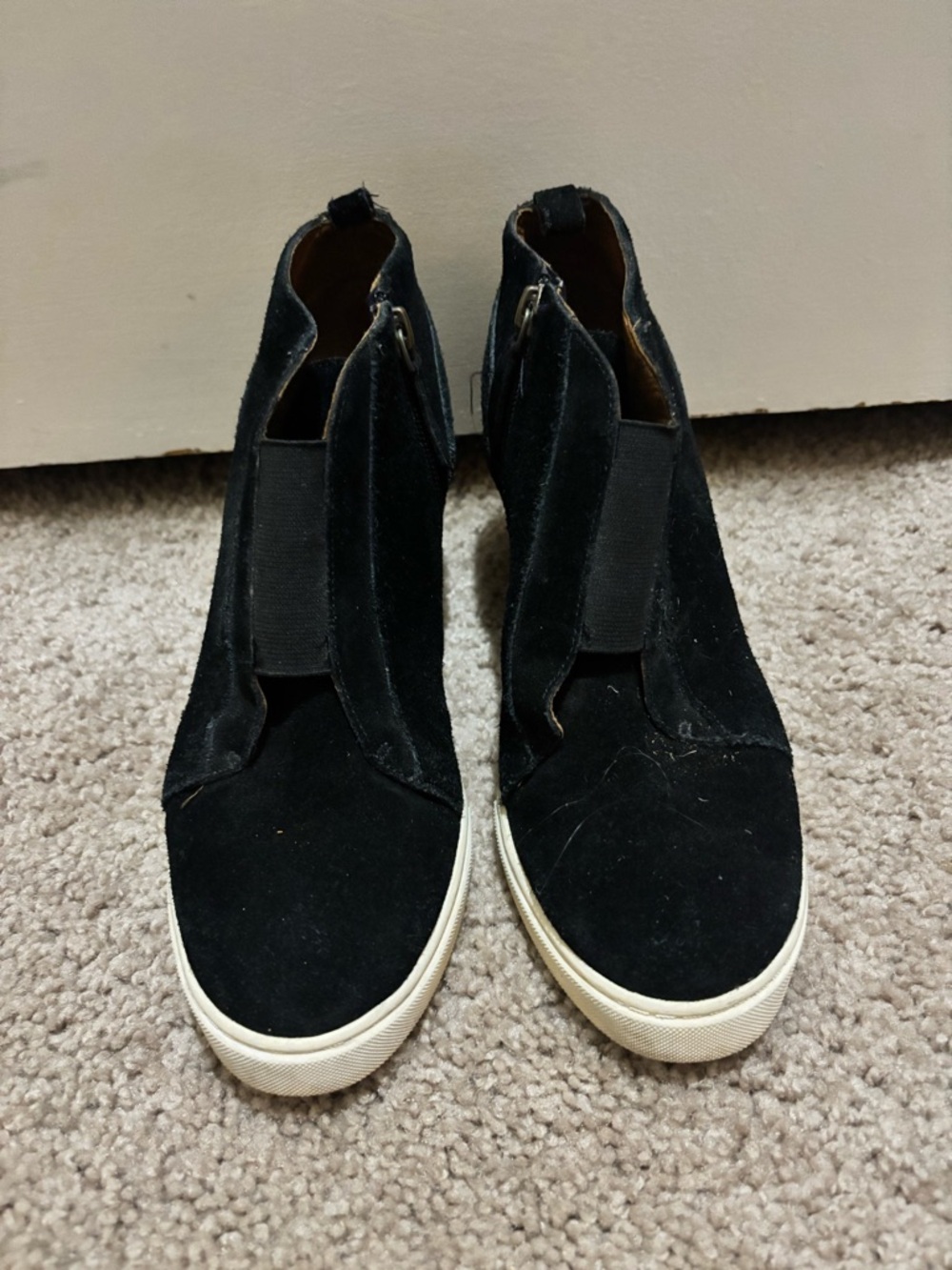 Women’s Black Suede Wedge Sneaker Boots